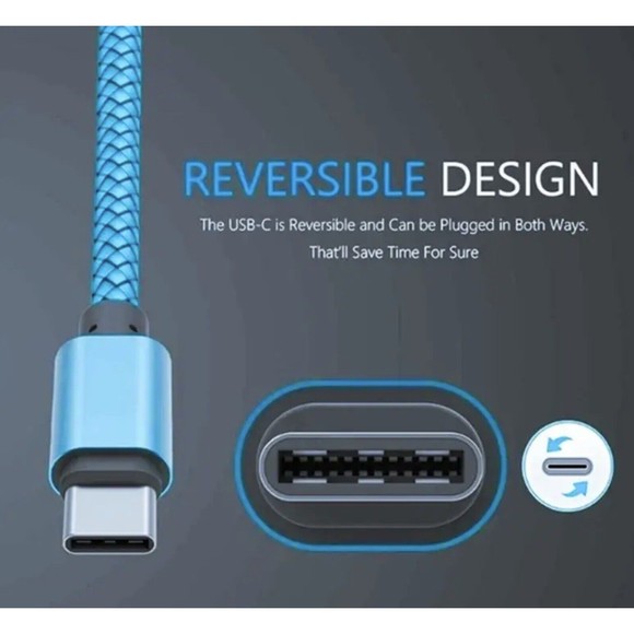 USB-C  6FT long  Fast Charging Data SYNC Charger Cable Cord silvery - Picture 7 of 9